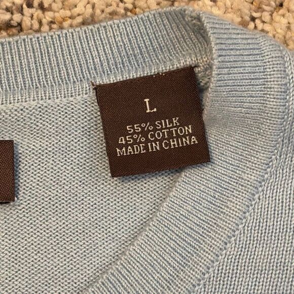 Perry Ellis Light Blue Silk Blend Crewneck Sweater Large - Picture 5 of 6